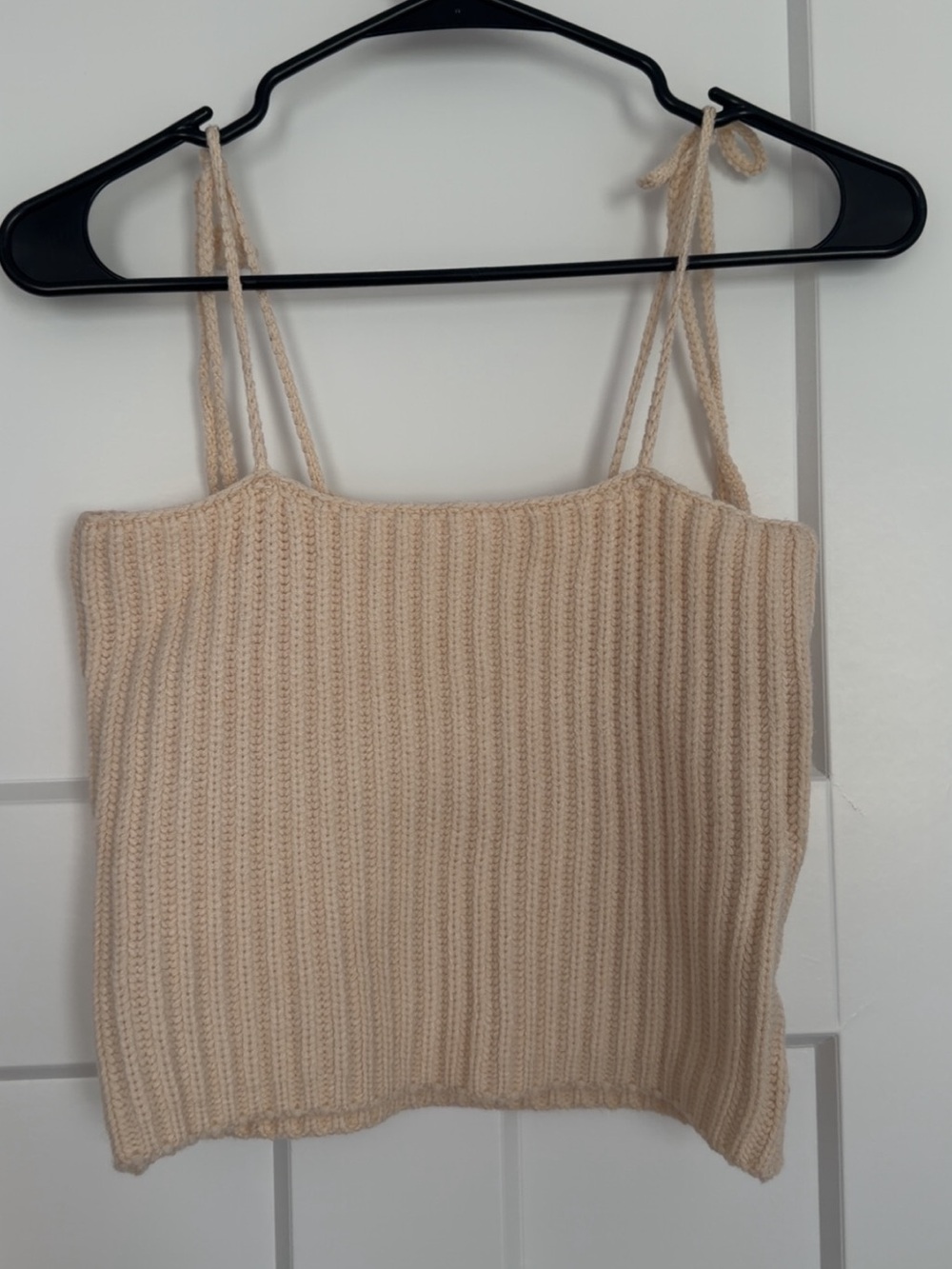 Sadie & Sage Cream Ribbed Knit Tie-Strap Cami